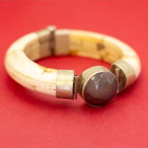 8 inch, Vintage Medieval Viking Hinged Bangle - F44